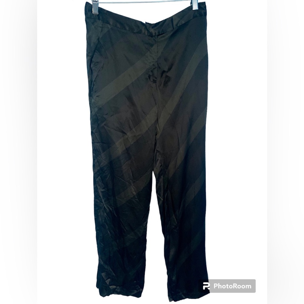 T Alexander Wang Black Stripe Silk Charmeuse Trouser Flare Pants Y2k NWT Size S